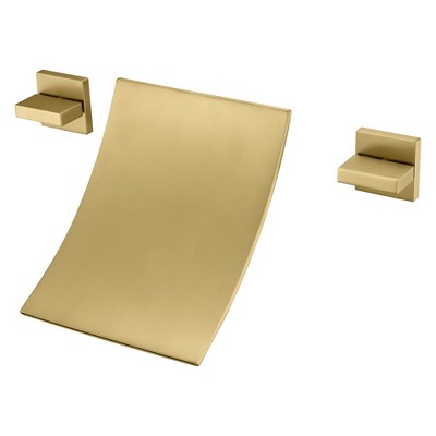 SUMERAIN Waterfall Tub Faucet High Flow Wall Mount Bathtub Faucet Filler Two Handles, Brushed Gold