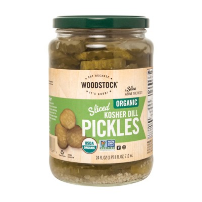 Woodstock Organic - Kosher Sliced Dill Pickles - Case of 6 - 24 fl oz