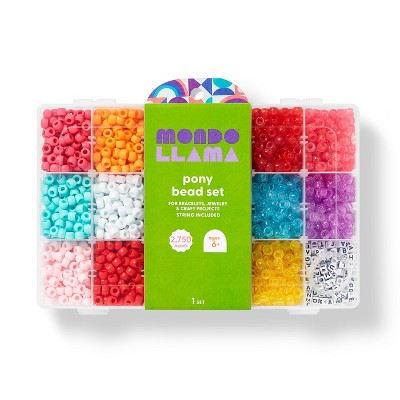 2750ct Pony Bead Set - Mondo Llama™: Multicolor Craft Embellishments, Plastic Beads for Kids 6+