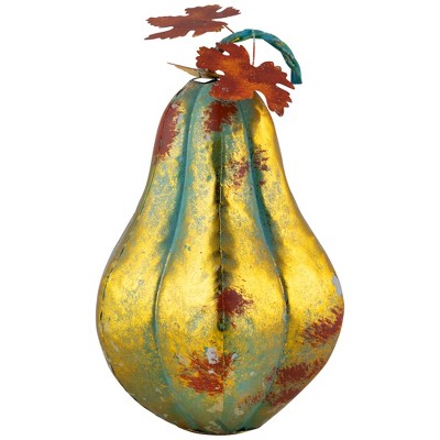 Northlight Fall Harvest Metal Gourd Tabletop Decoration - 14"