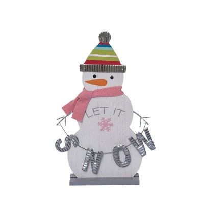 Transpac 12.99 in Multicolor Christmas Snowman Decorative Object MDF Holiday Decor