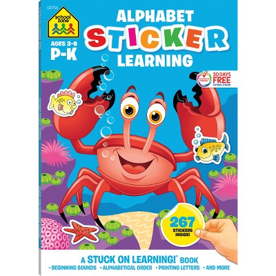 School Zone Alphabet Sticker Learning Workbook - (Paperback)