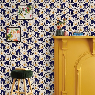 Monkey Play Peel & Stick Wallpaper - Opalhouse™: Removable Vinyl, Bohemian Jungalow, Temporary Blue Decor