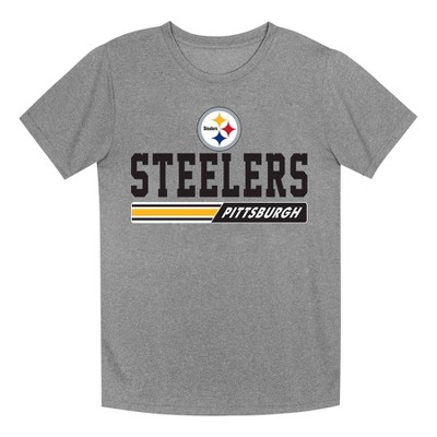 NFL Pittsburgh Steelers Boys' Gray Heather Short Sleeve Poly T-Shirt