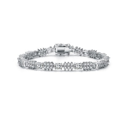 Guili Sterling Silver CZ Bracelet in White, Pink, or Blue—Classic, Sparkling, and Perfect for a Glamorous Touch to Any Look.