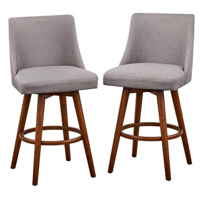 Set of 2 24" Derby Swivel Counter Height Barstools Walnut/Gray - Lifestorey