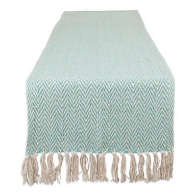 Design Imports  Aqua Chevron Handloom Table Runner 15X72