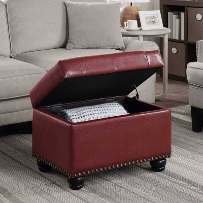 Breighton Home Designs4Comfort 5th Avenue Storage Ottoman: Hinged Lid, Faux Leather Seating