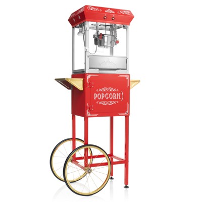Olde Midway Vintage-Style 6 oz Popcorn Popper Machine Maker with Cart