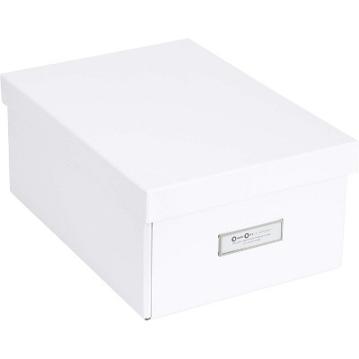 Bigso Karin Collapsible Photo Storage Box with Lid – Label Frame – No-Tool Assembly – Decorative