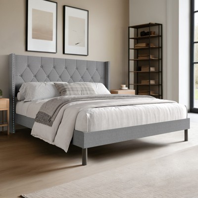 Home Design Cicero Tufted Upholstered Wingback Panel Bed