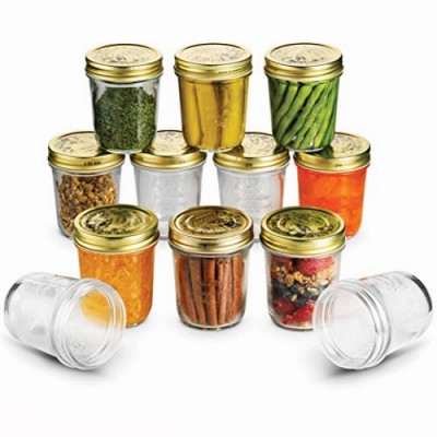 Bormioli Rocco Quattro Stagioni Set of 12 Clear Airtight Mason Jars, Made from Food Safe Durable Glass, Made in Italy