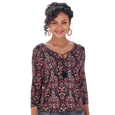 Women's Boho Tie Neck Blouse Shirt - LASCANA