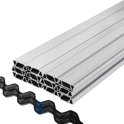 VEVOR Spring Wire and Lock Channel,6.56ft Spring Lock & U-Channel Bundle, 20 Packs PE Coated Spring Wire & Aluminum Alloy Channel, Silver