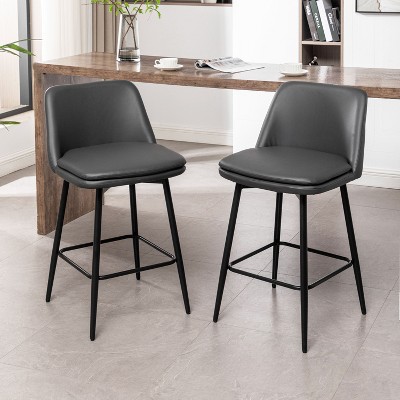 NicBex Swivel Chair with 360 Degree Upholstered Bar Stools Set of 2 with Metal Legs for Kitchen Island and Pub