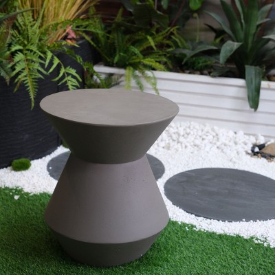 Kumasinova 20.3" Geometric Garden Corner Table Decorative End Table,Modern Decorative Patio Side Table with MGO Frame,Weather Resistant,Gray