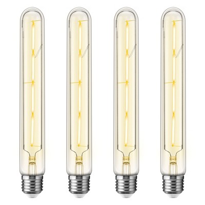 DORESshop T30 LED Tubular Bulb,Vintage Filament Design, 4W (40W Equivalent), Warm White 2700K, Dimmable, E26 Base, (4-Pack)