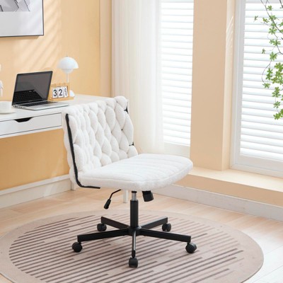 Rolling Desk Chair, Gray Fabric Criss Cross Chair, Swivel Home Office Chair with Wheels, Wide Seat Computer Task Chair, Height Adjustable Vanity Chair