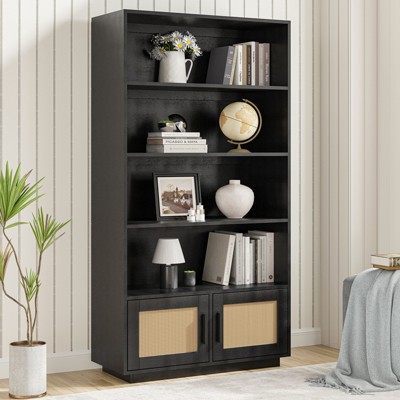 5-Tier Floor Standing Bookcase with Doors, Bookshelves Storage Shelves, Book Shelf,Tall Bookcase for Home Office, Living Room, Bedroom, Study, Office