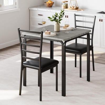 Kitchen Table with Upholstered Chairs, Compact Bistro Table and Chairs Set for Small Spaces, Modern Dining Furniture