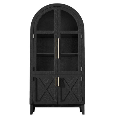 INFURNIC Decorative Storage Cabinets, Tall Arched Cabinet with Adjustable Shelves, Modern Bookcase for Living Room Dining Room
