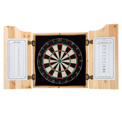 Trademark Poker Pro Style Solid Wood Dart Cabinet Set - 6 Darts