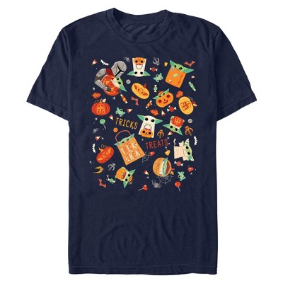 Men's Star Wars The Mandalorian Halloween Candy Collage T-Shirt