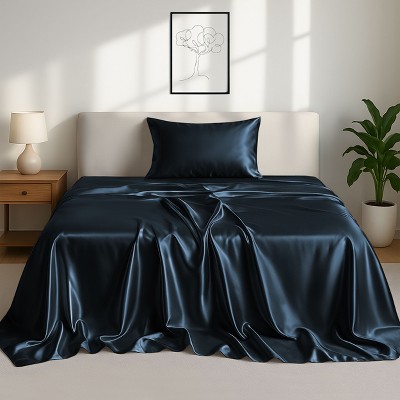 Lux Decor Bed Sheets - Satin Sheet Set Luxurious Soft Silky Feel Deep Pocket Bedding Sheets with Pillowcase