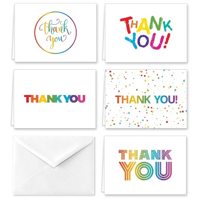 Paper Frenzy Rainbow Thank You Note Cards and Envelopes - 25 pack