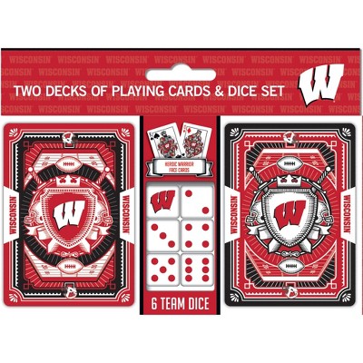 MasterPieces NCAA Wisconsin Badgers Casino Style 2-Pack Playing Cards & Dice Set for Game Night