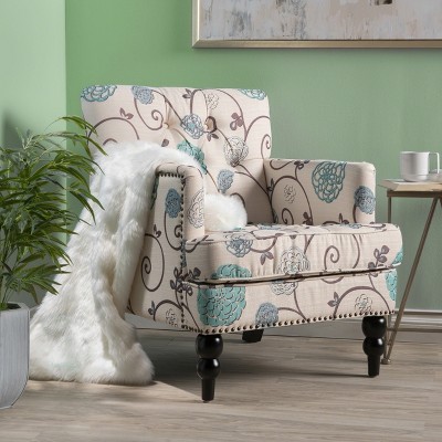 ORRD Contemporary Club Chair with Button-Tufted Design, Nailhead Trim & Birch Wood Legs, Modern Accent Chair for Living Room
