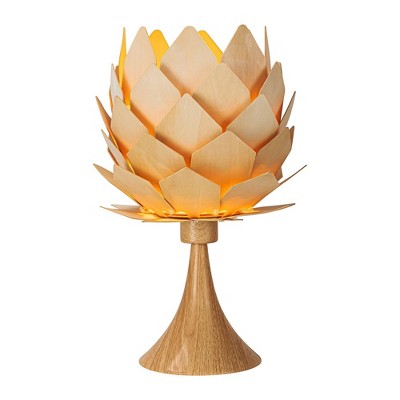 C Cattleya 10.25in. 1-Light Plug-in Pine Cone Wood Table Lamp for Bedroom Living Room