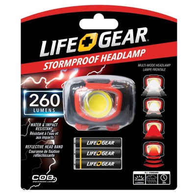Life+Gear 260 Lumens LED Headlamp: Impact & Weather-Resistant, Hiking & Running, 18 Hr Run Time, 500 ft Range