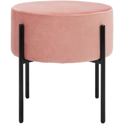 Lisbon Round Ottoman - OTT6202 - Dusty Rose/Black - Safavieh