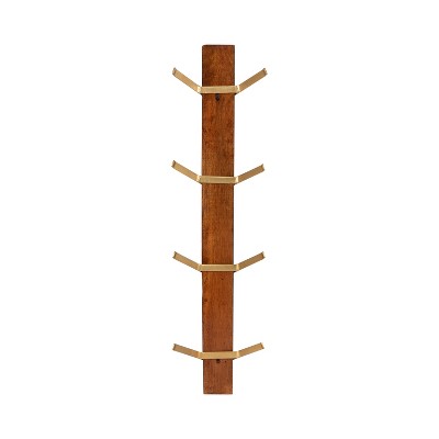 Kate & Laurel All Things Decor Rossmore Vertical 4 Hooks Brown