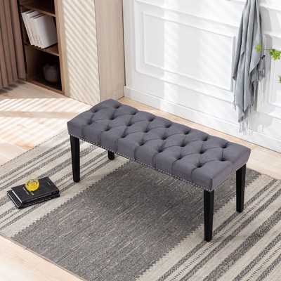 NicBex Upholstered Tufted Ottoman Velvet Foot Stool Entryway Bench with Ground Protection for Living Room, Entryway