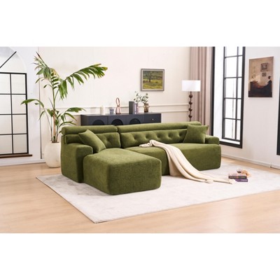 VASIP 104" L-Shaped Chenille Convertible Chaise Sectional Sofa ,30D High-Density Sponge, for Apartment,Living Room,No Assembly,Antiuqe White