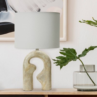 Storied Home Modern Abstract Sculptural Table Lamp with Drum Shade