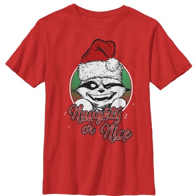 Boy's Marvel Christmas Guardians of the Galaxy Naughty Rocket T-Shirt