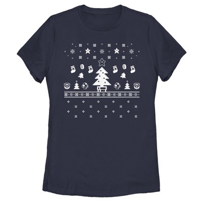 Women's Nintendo Ugly Christmas Tree Super Mario T-Shirt