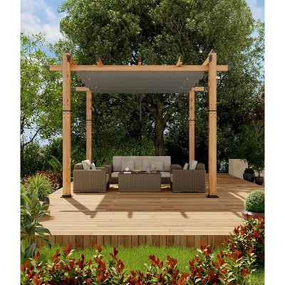 Outdoor Aluminum Pergola, Metal Freestanding Shelter with Adjustable Sun Shade Canopy, Reinforced Frame Outdoor Shelter for Patios