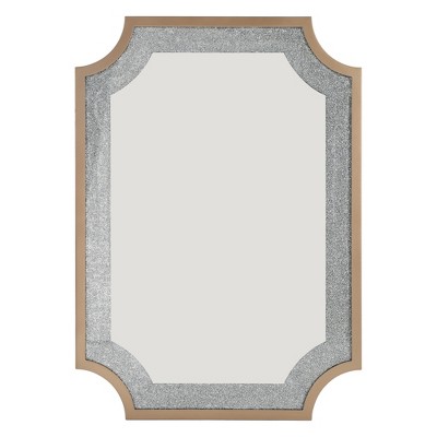 LNC Bathroom Mirrors 33.9-in W x 47-in H Rectangular Silver Dual-Tone Framed Wall Mirror,Black/Gold