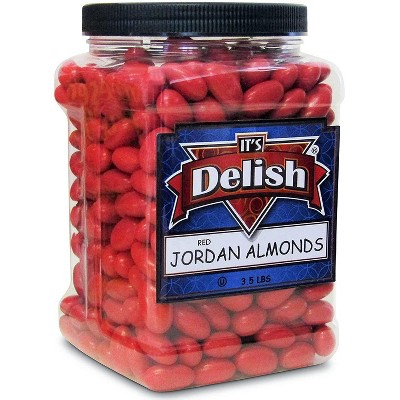 Red Jordan Almonds by It's Delish, 3.5 lbs Jumbo Container