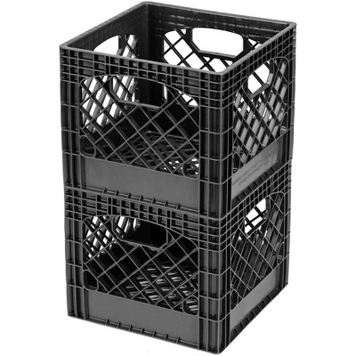 Juggernaut Storage: Milk Crate 2pk - 16 Qt, Black - Multi-Purpose Storage