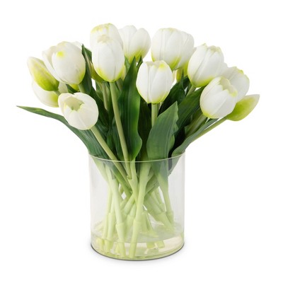 22pcs White tulips artificial flowers