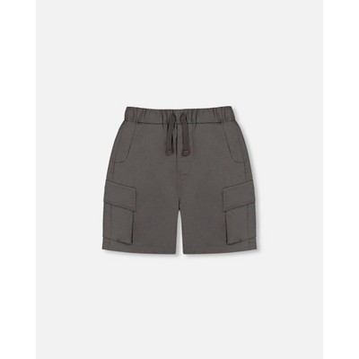 Deux par Deux Boy Parachute Cargo Pocket Shorts Dark Gray