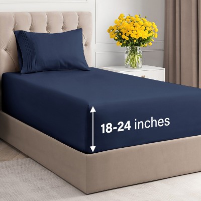 Extra Deep Pocket 4 Piece Sheet Set - Soft Bed Sheets, Fits 18"-24" Mattresses - CGK Linens
