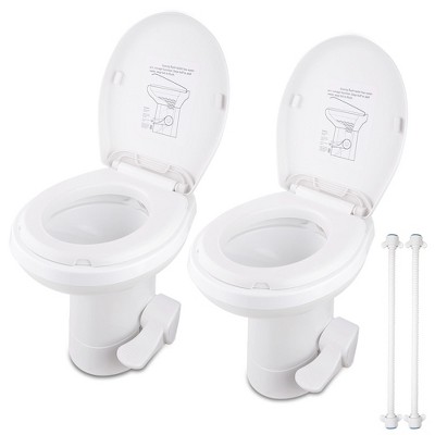 Yescom 2 Packs  Gravity Toilet Flush Camper Toilet 20" High Profile Travel Trailer Toilet for RV Camping White