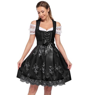 Women's Short Sleeve Satin Dress 3 Pieces Dress Costumes for Carnival Halloween