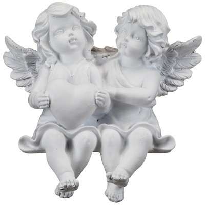 Northlight Sitting Boy and Girl Cherubs with Heart Statue - 6.75"